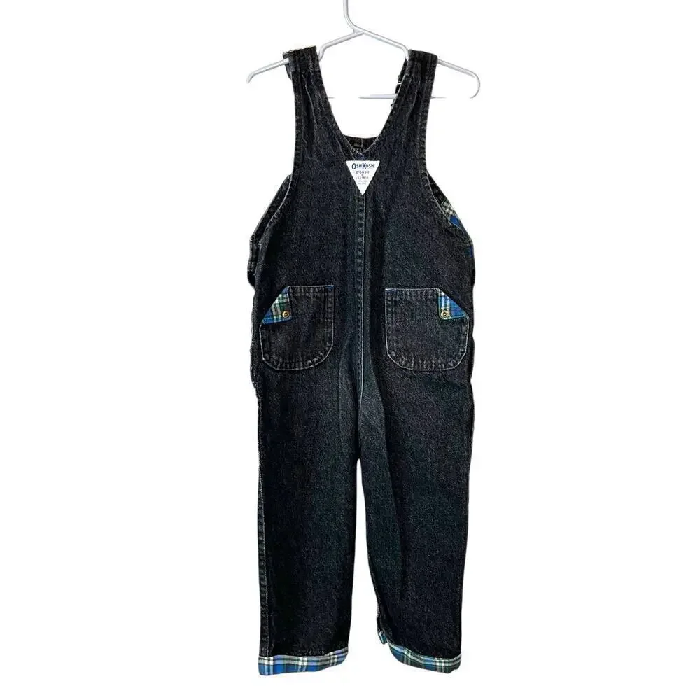 OSHKOSH B'GOSH Vintage Overalls 100% Cotton in Black Boys Size 3T